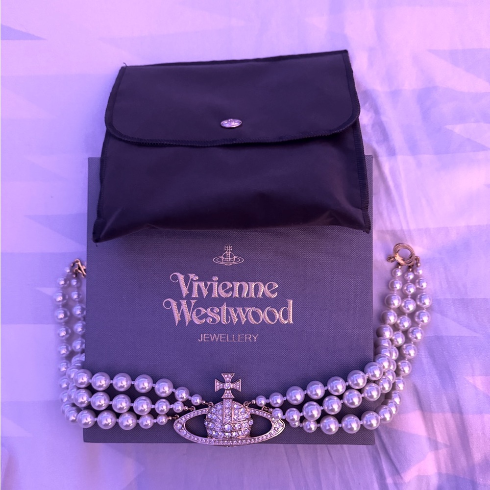 VIVIENNE WESTWOOD PEARL AND GOLD AND SWAROVSKI CRYSTALS CHOKER BNWT